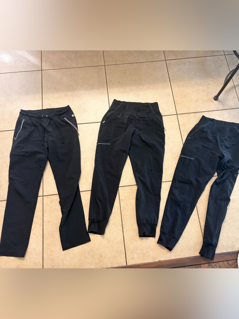 XS petite black scrub pants - 3 pairs